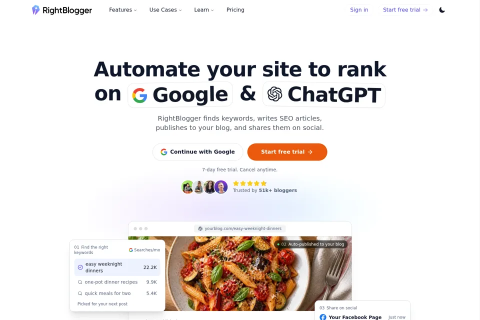 Aperçu de la landing page