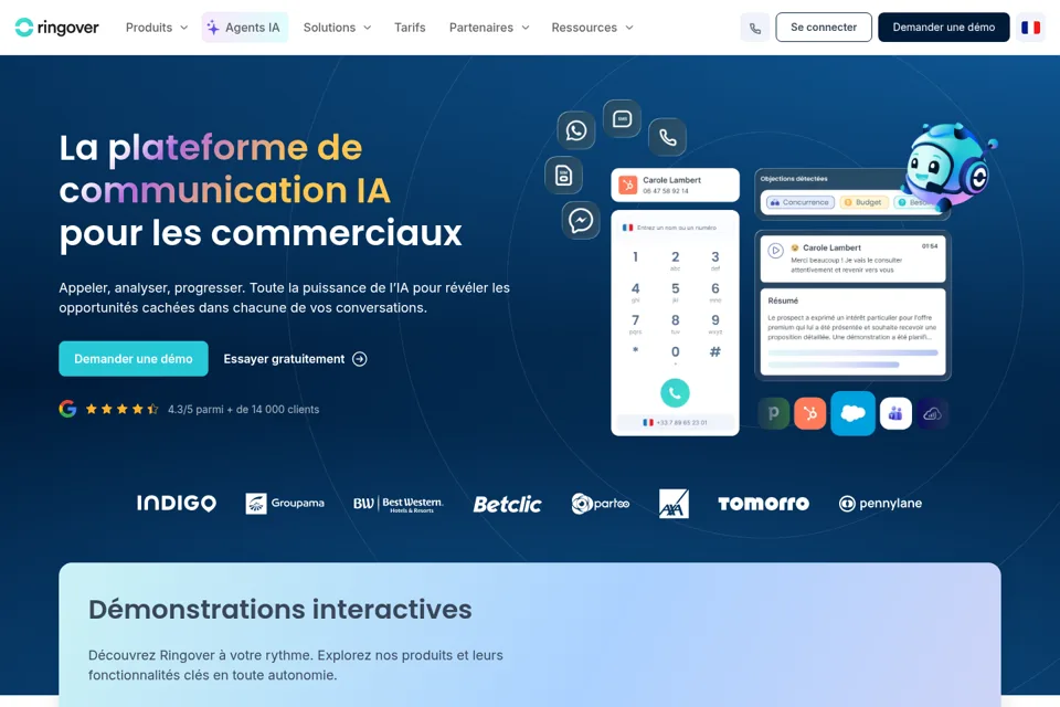 Aperçu de la landing page