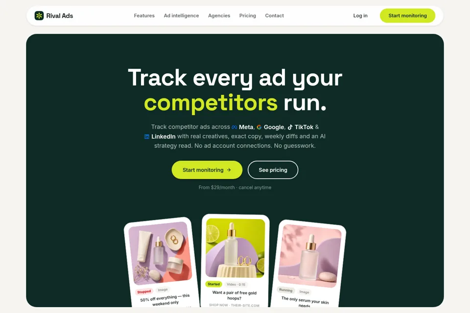 Aperçu de la landing page