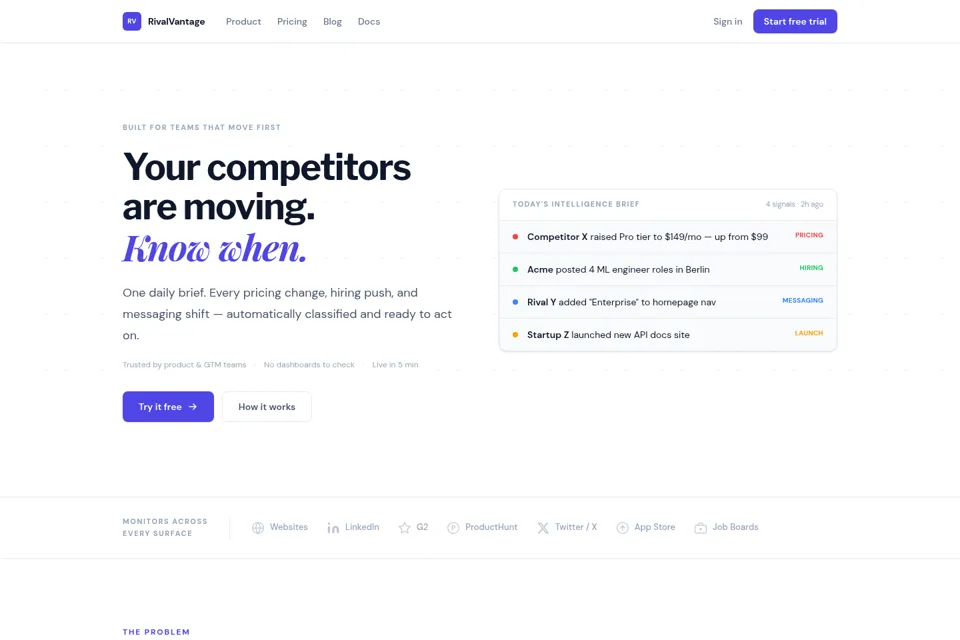 Aperçu de la landing page