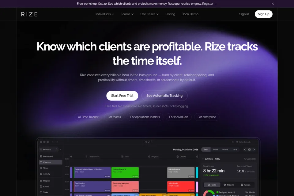 Aperçu de la landing page