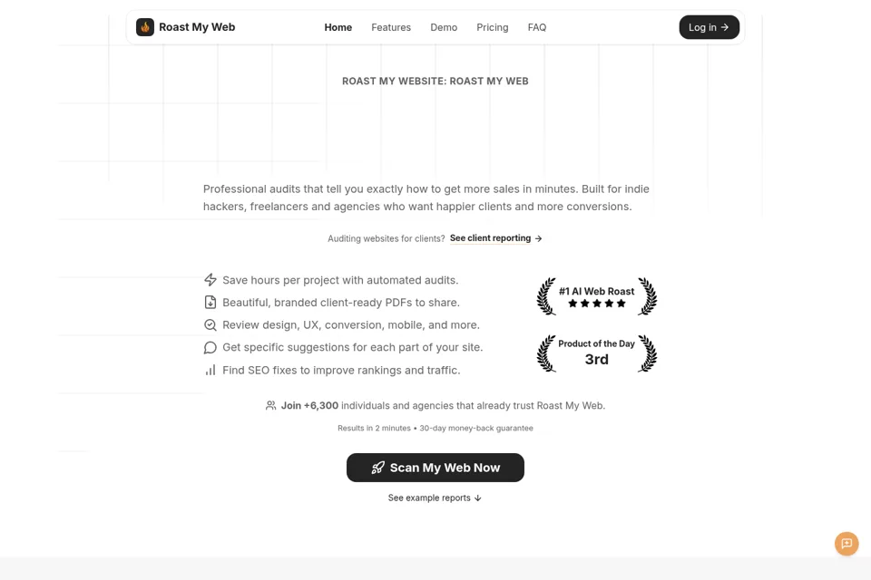 Aperçu de la landing page