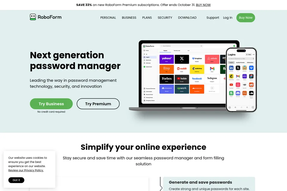 Aperçu de la landing page