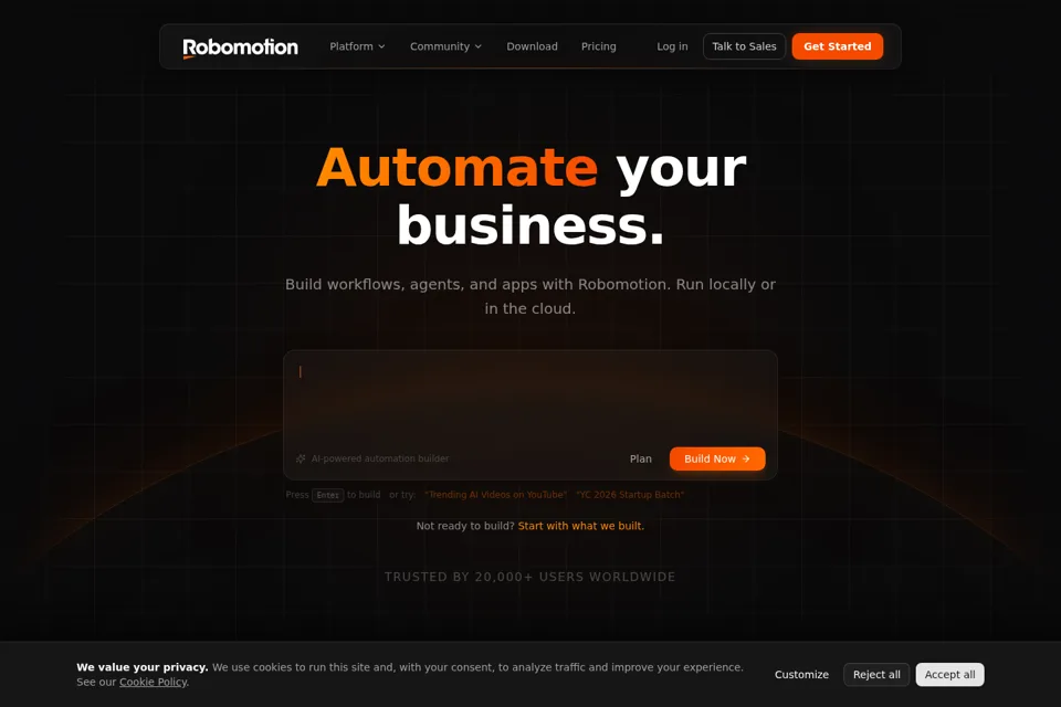 Aperçu de la landing page