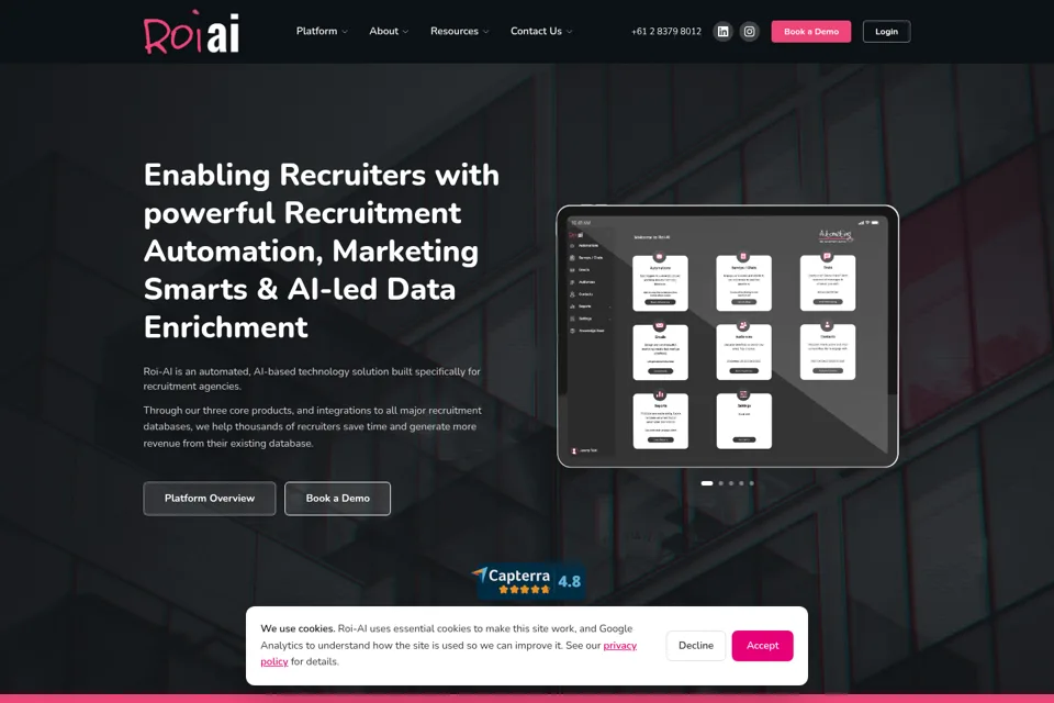 Aperçu de la landing page