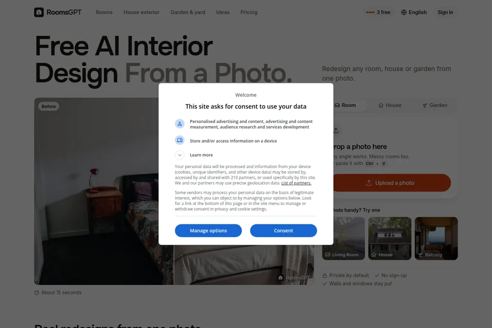 Aperçu de la landing page