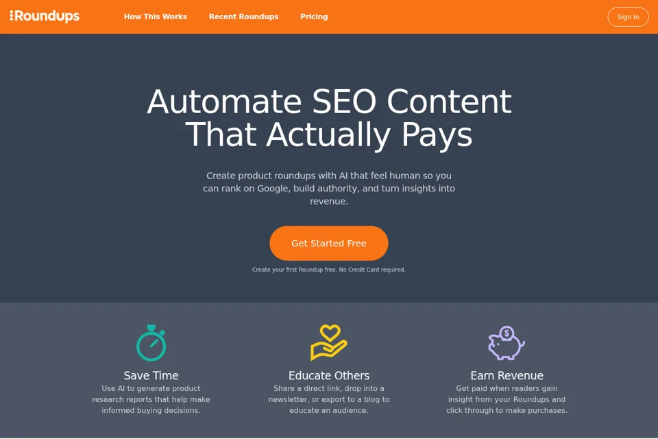Aperçu de la landing page