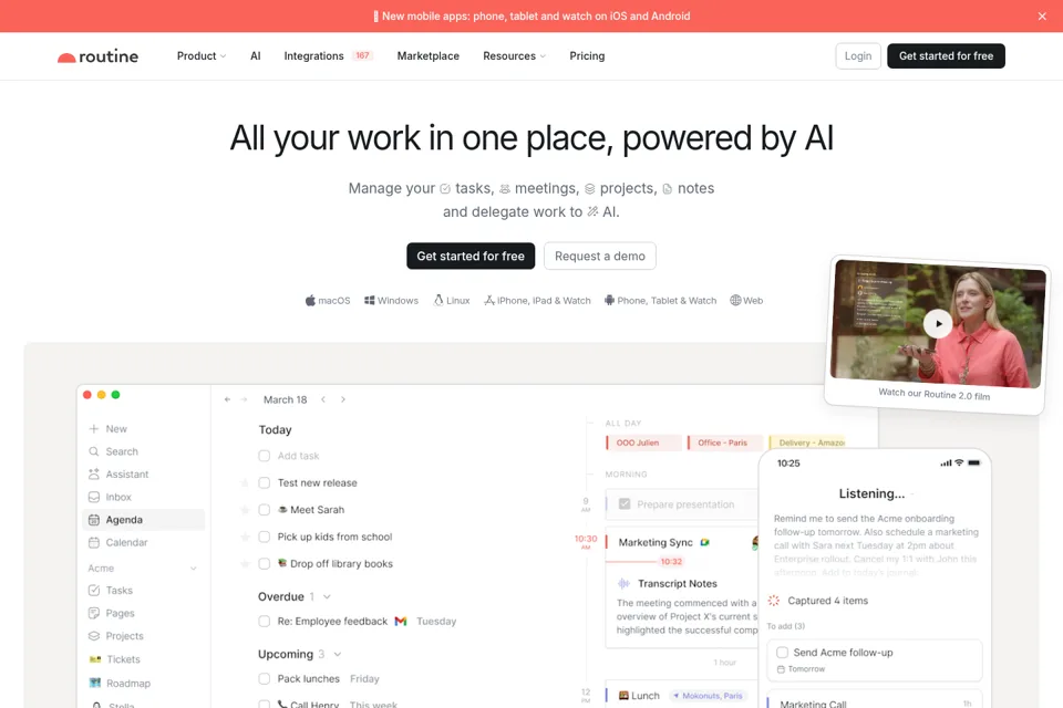 Aperçu de la landing page
