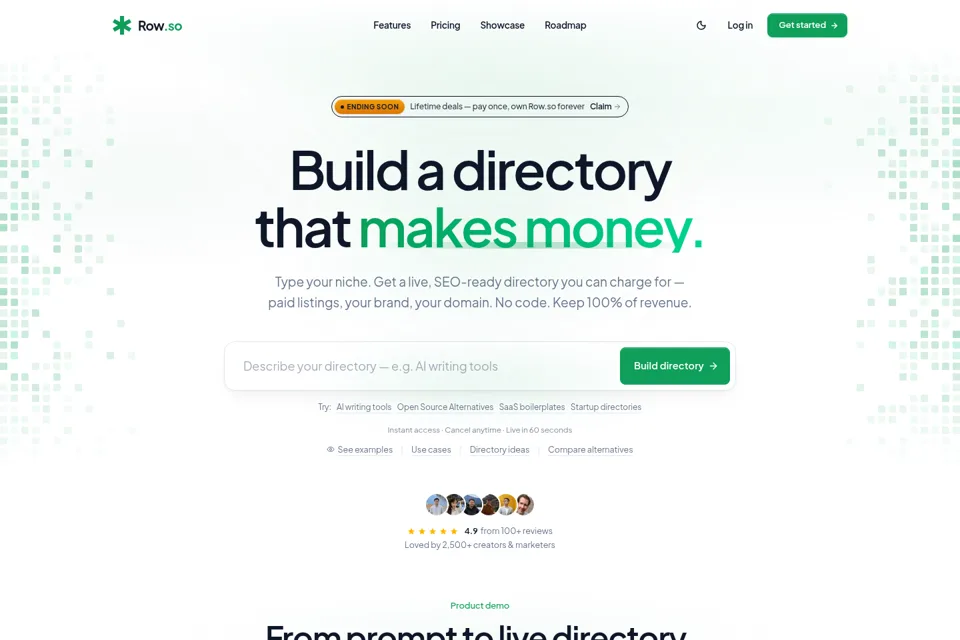 Aperçu de la landing page