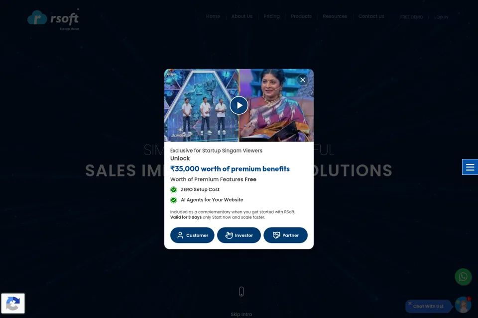 Aperçu de la landing page