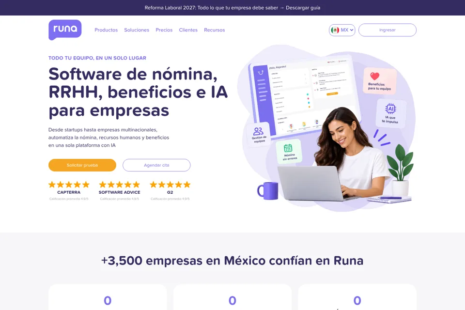 Aperçu de la landing page