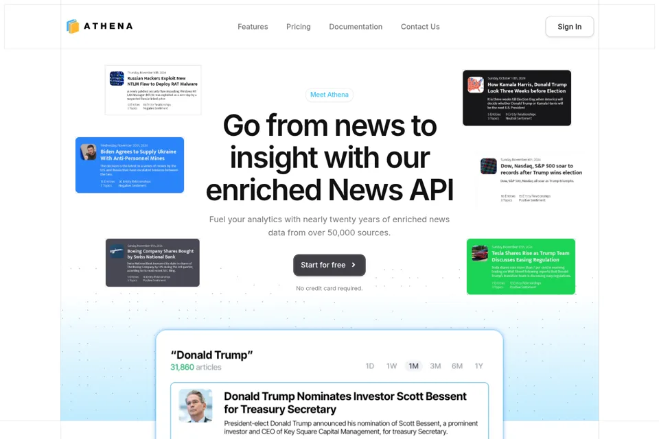 Aperçu de la landing page