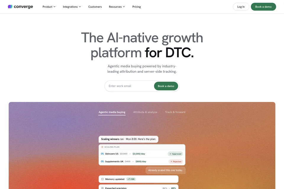 Aperçu de la landing page