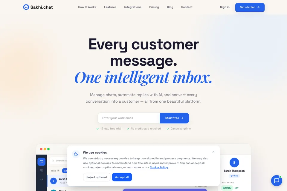 Aperçu de la landing page