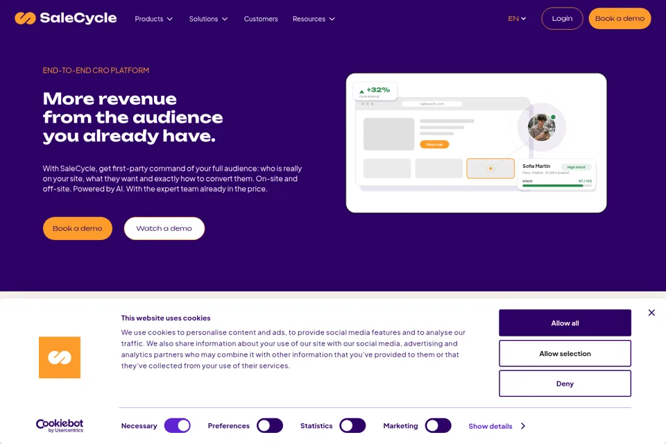 Aperçu de la landing page