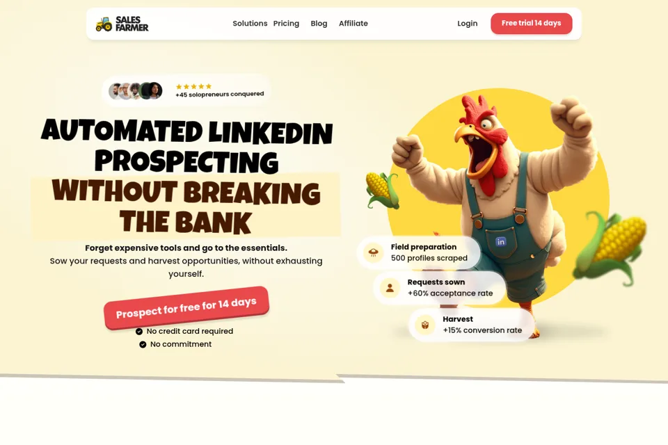 Aperçu de la landing page
