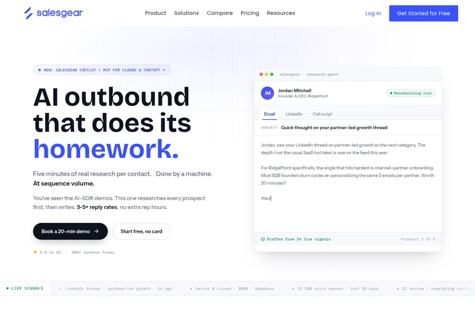 Aperçu de la landing page