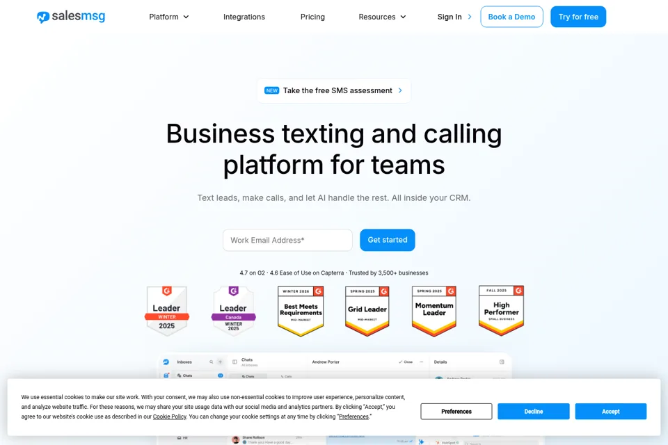 Aperçu de la landing page