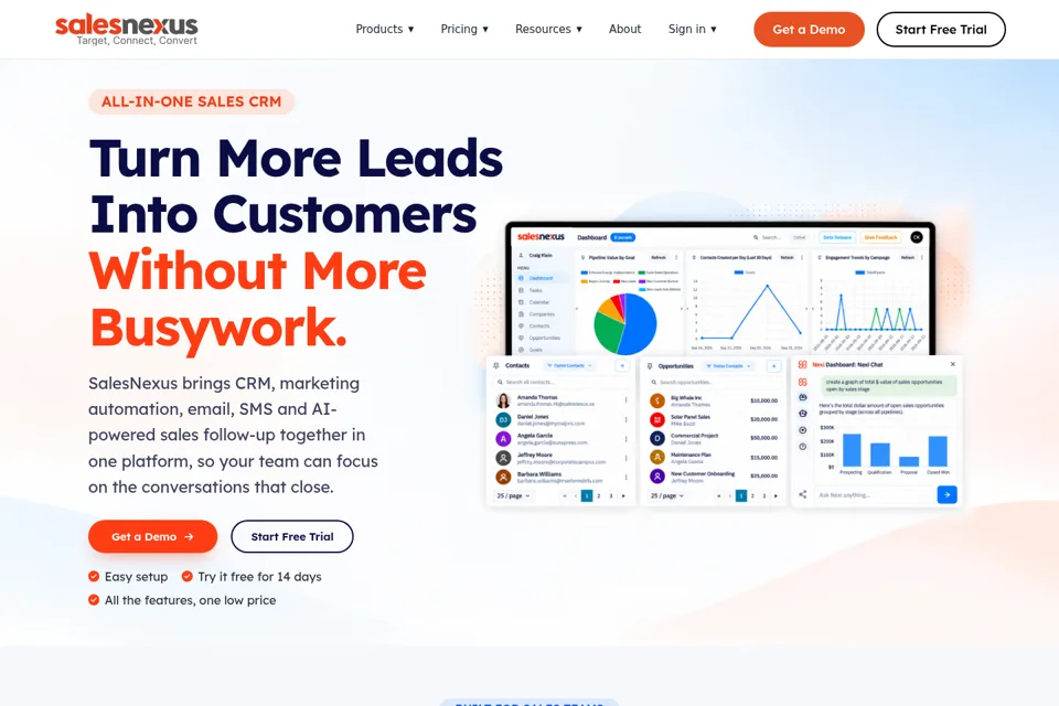 Aperçu de la landing page