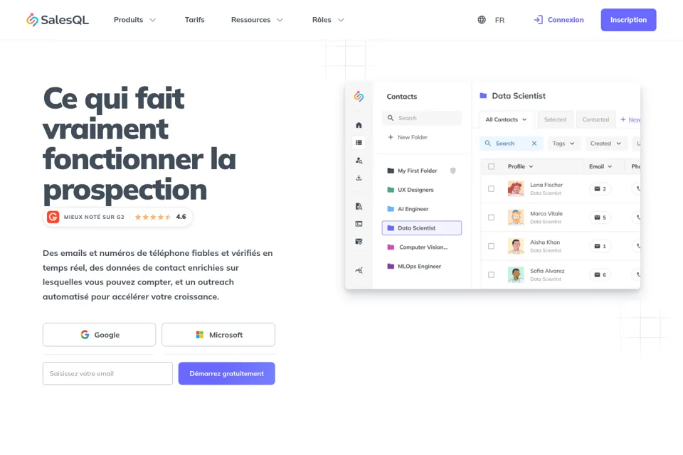 Aperçu de la landing page