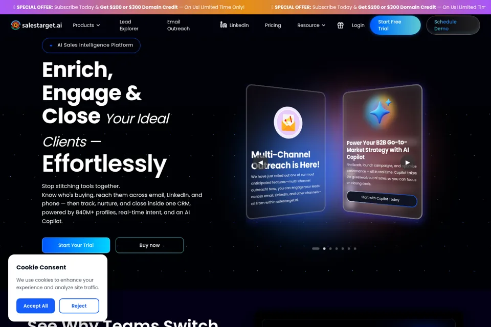 Aperçu de la landing page