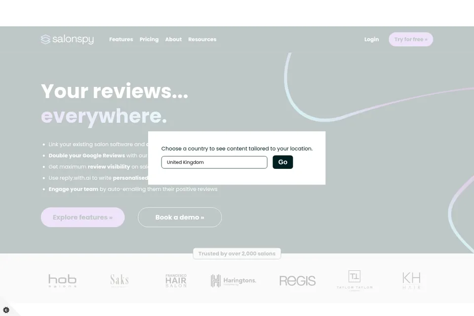 Aperçu de la landing page