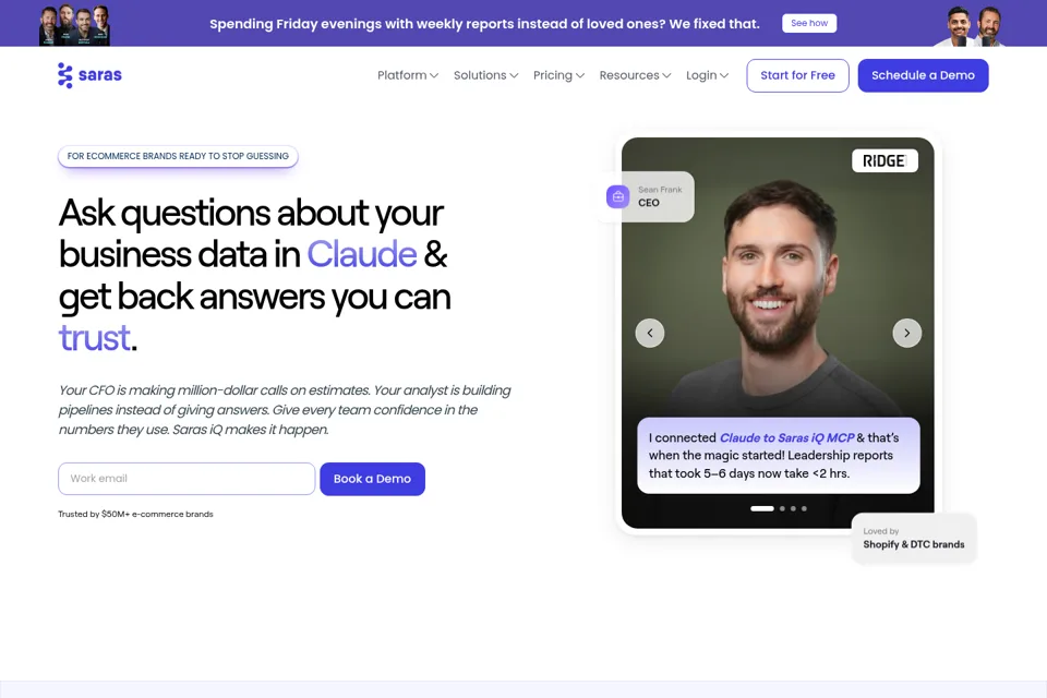 Aperçu de la landing page
