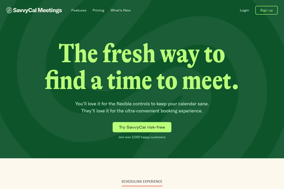 Aperçu de la landing page