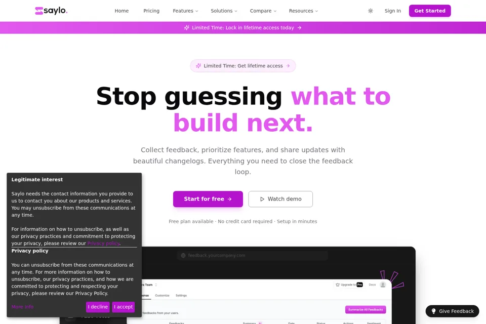 Landing page preview