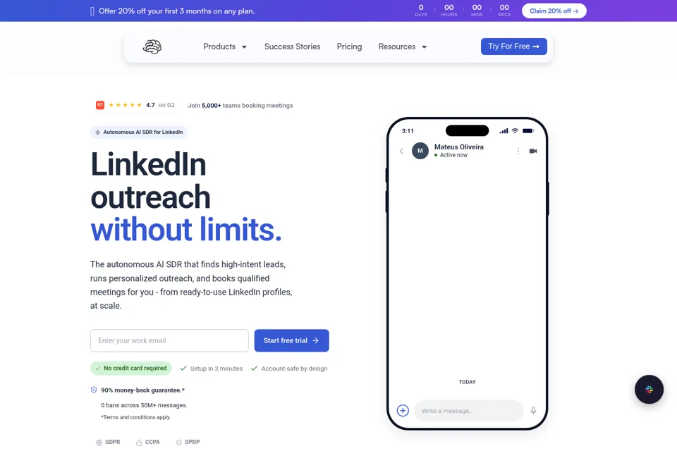 Aperçu de la landing page