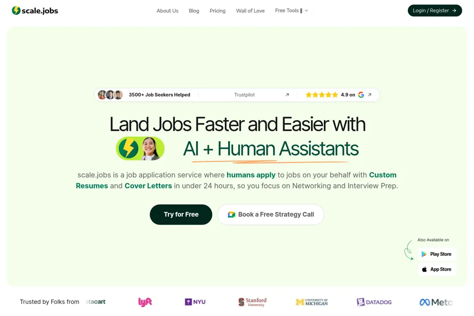 Aperçu de la landing page