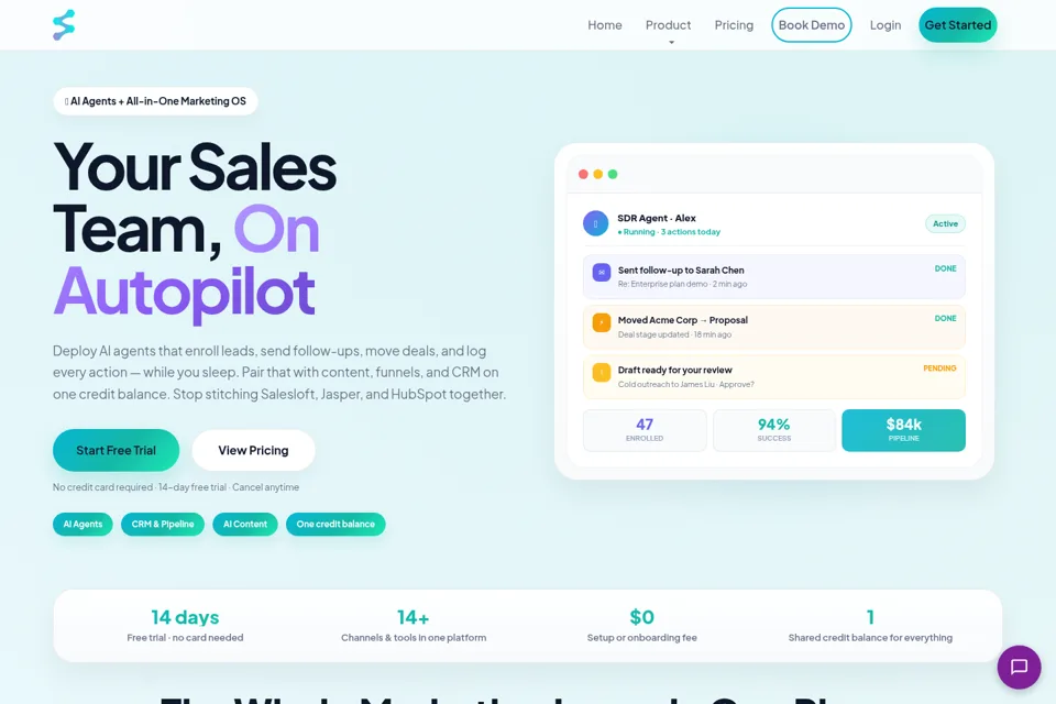 Aperçu de la landing page