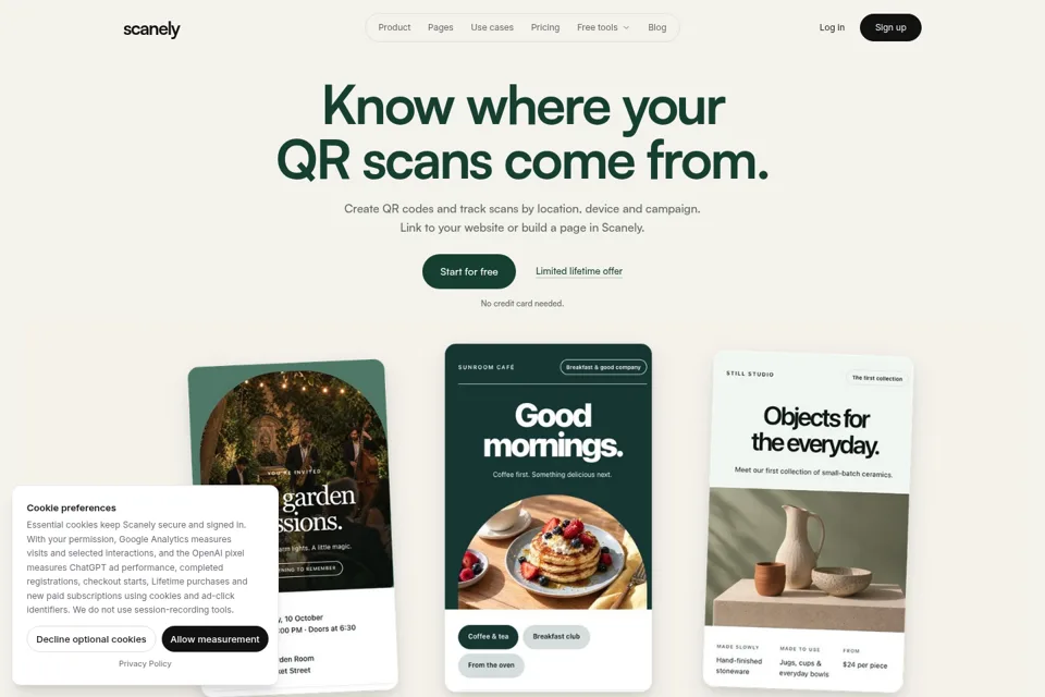 Aperçu de la landing page