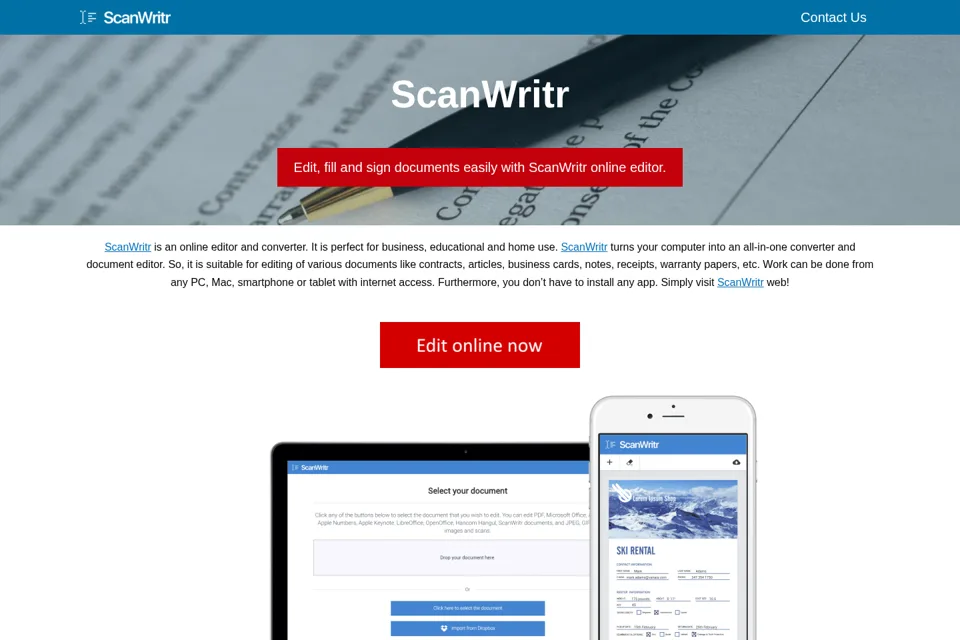 Aperçu de la landing page