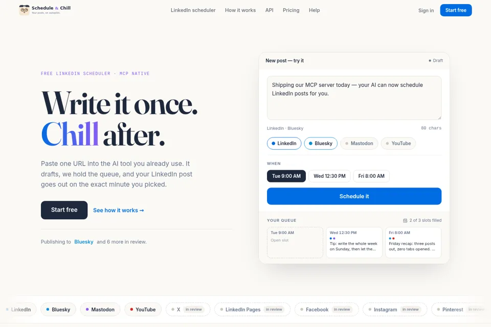 Aperçu de la landing page