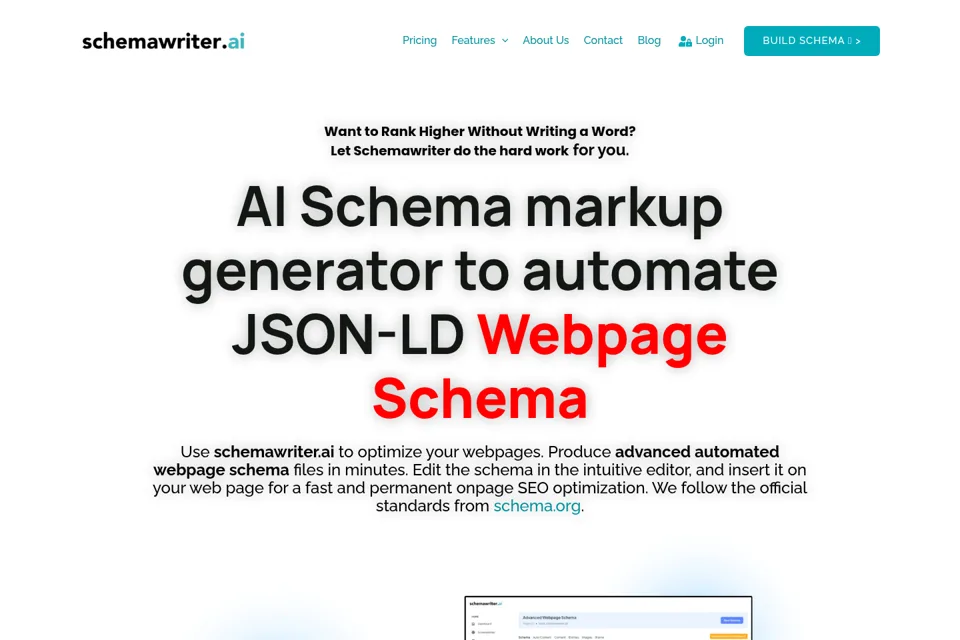 Aperçu de la landing page