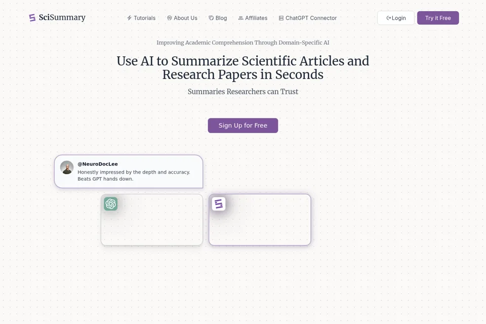 Aperçu de la landing page