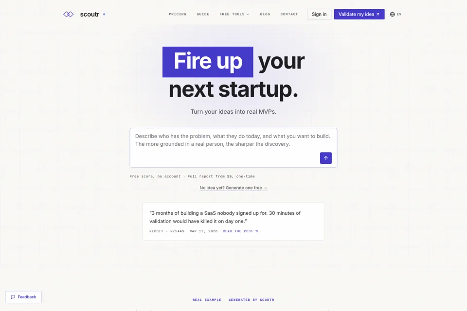 Aperçu de la landing page