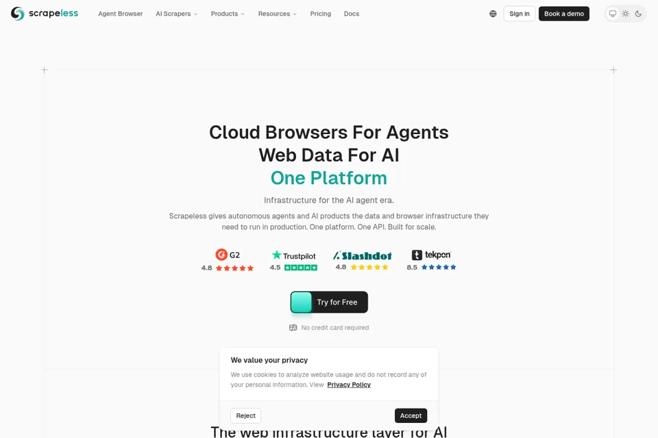 Aperçu de la landing page
