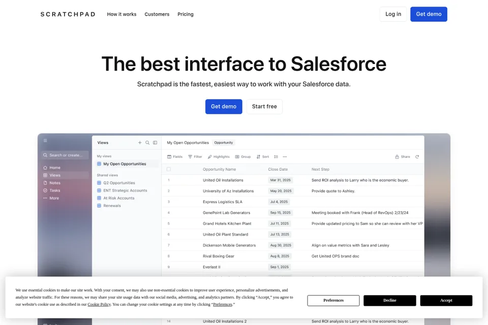 Aperçu de la landing page
