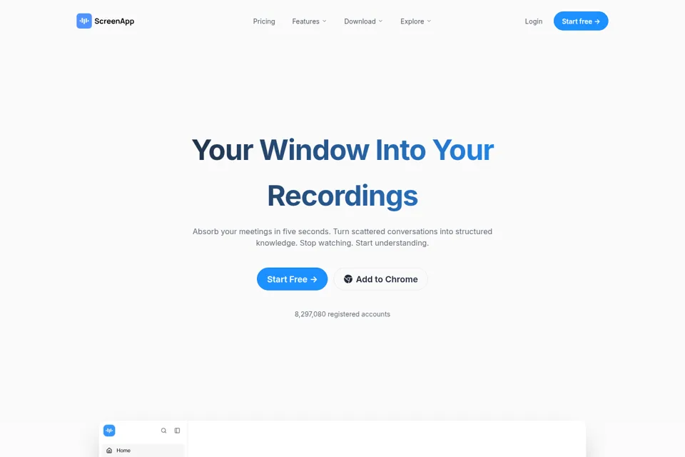Aperçu de la landing page