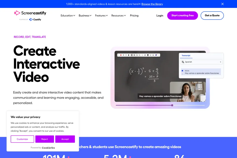 Aperçu de la landing page