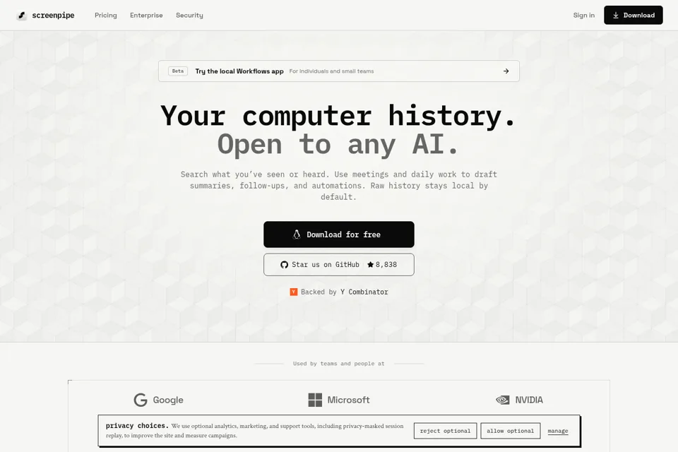 Aperçu de la landing page