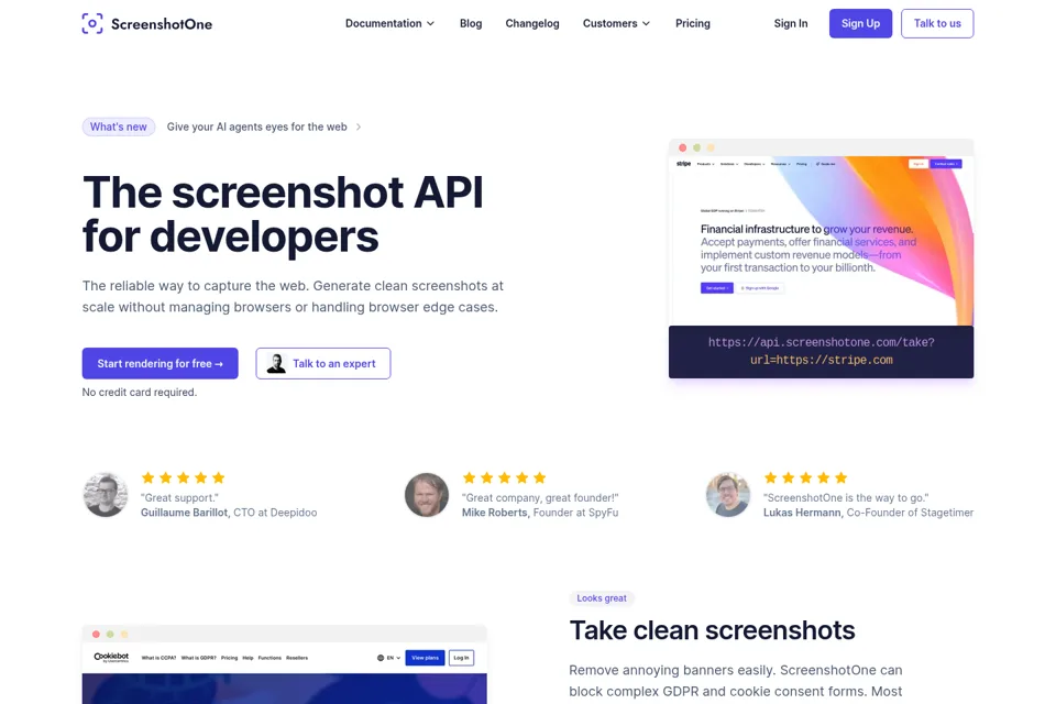 Aperçu de la landing page