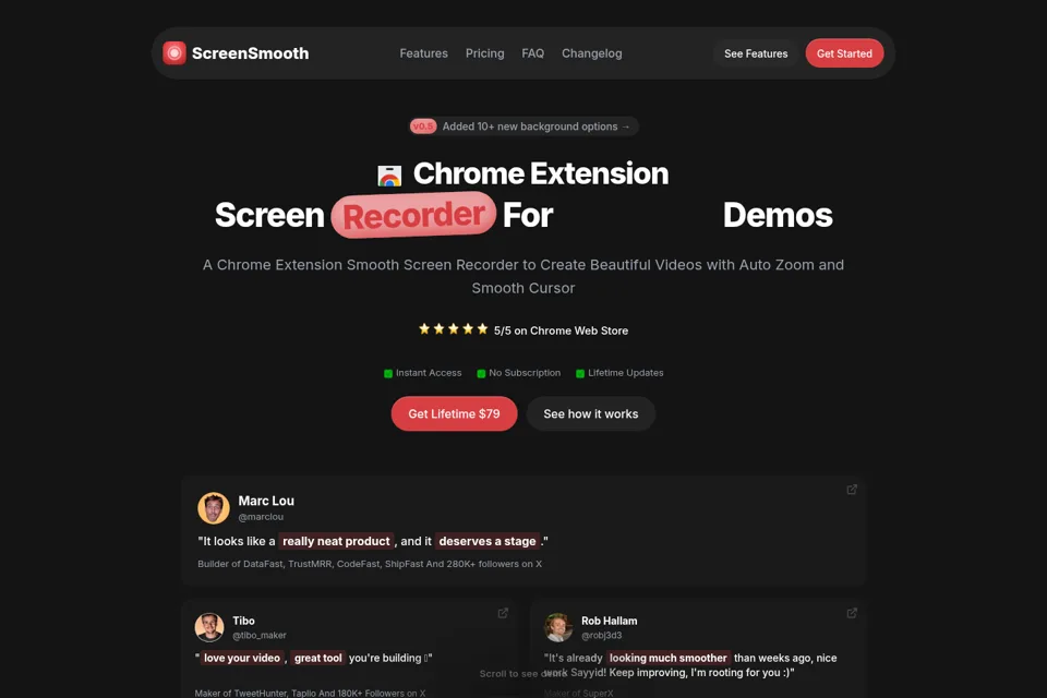 Aperçu de la landing page