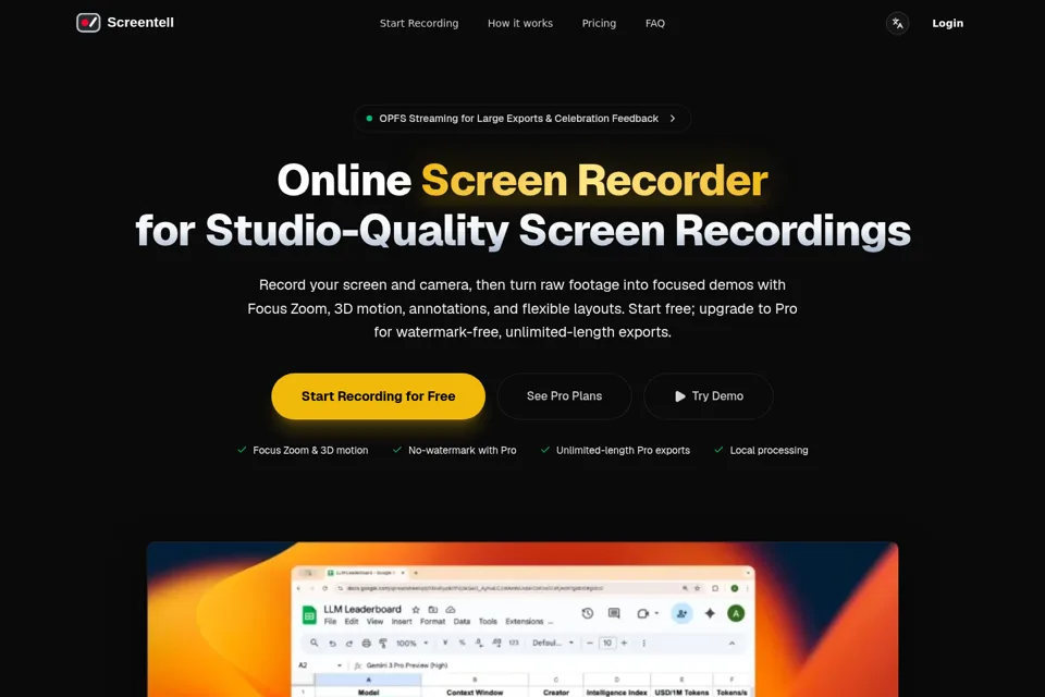 Landing page preview