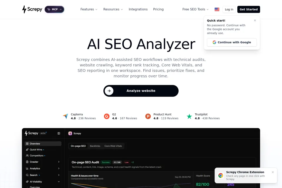 Aperçu de la landing page
