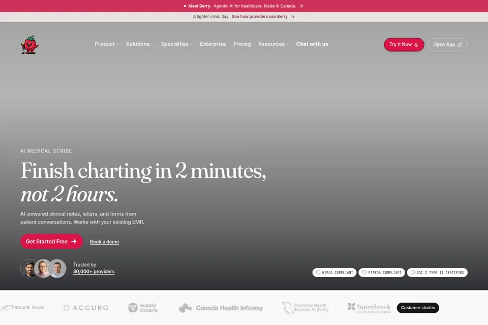 Aperçu de la landing page