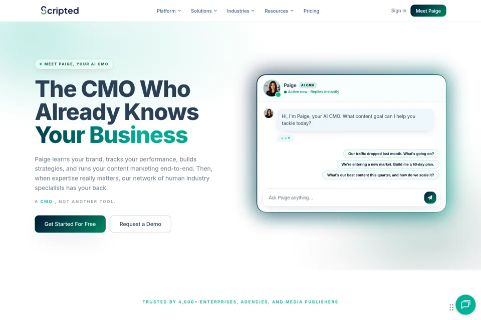 Aperçu de la landing page