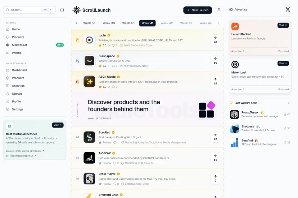 Aperçu de la landing page